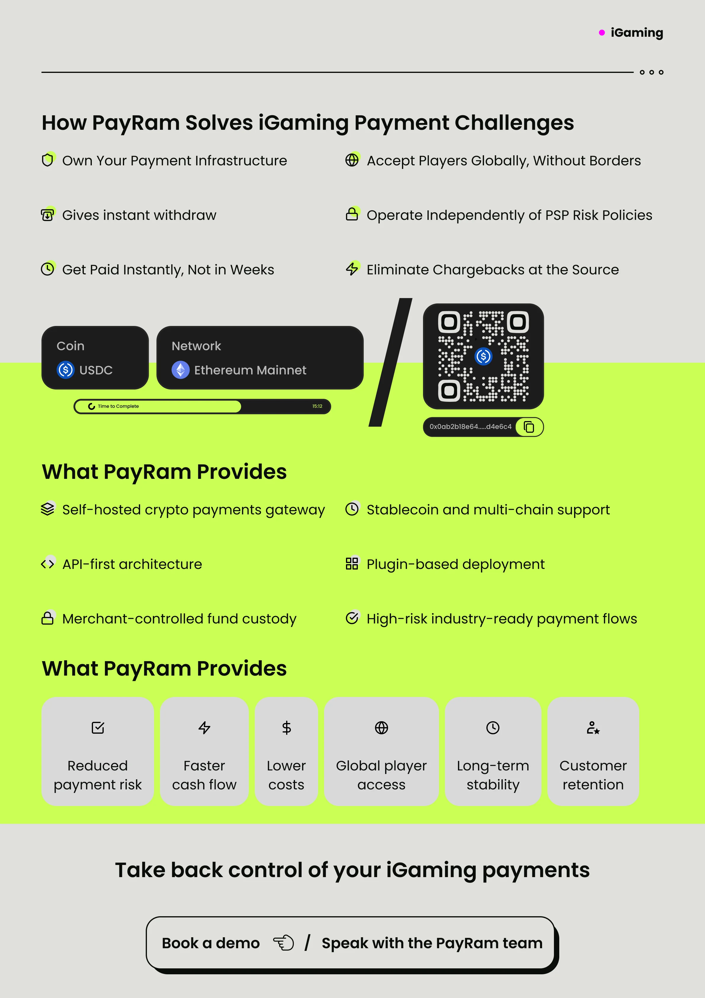 PayRam iGaming one-pager back